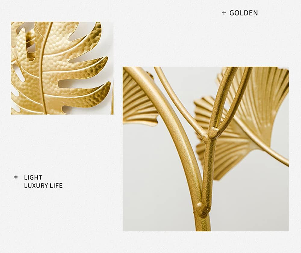 Gold Metal Wall Decor, 24" X 16" Gold Leaf Wall Decor with Frame, Golden Metal Ginkgo Leaf Wall Art Wall Sculpture for Living Room, Office, Home, Hotel