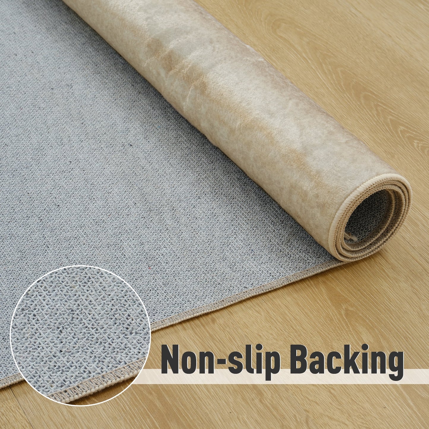 8'X10' Washable Non-Slip Area Rug, Modern Abstract Contemporary Brown Rugs, Ultra-Soft Indoor Farmhouse Carpet for Living Room, Bedroom, Dining Room