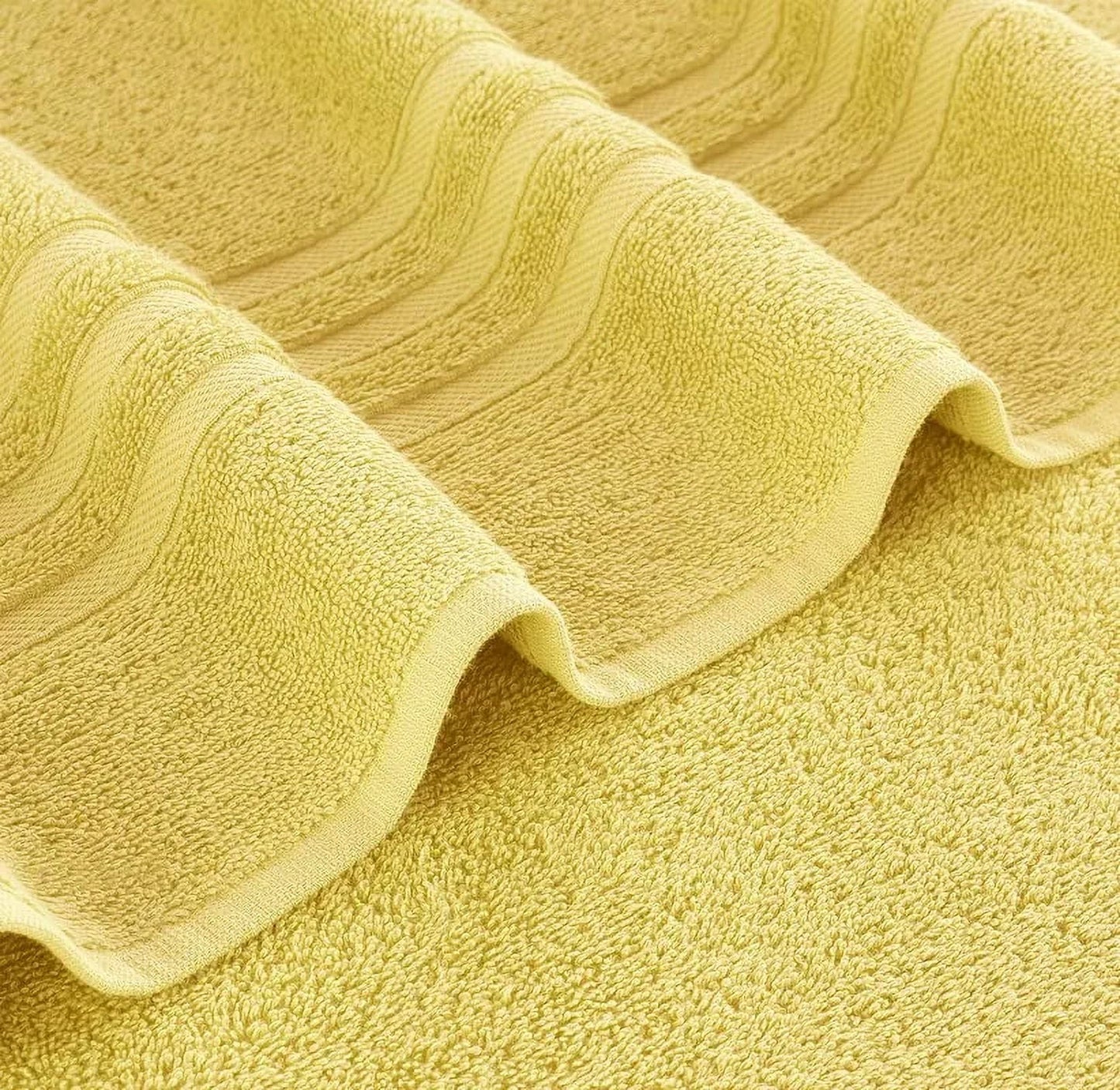 6-Pack Bath Towel Set - 100% Turkish Cotton, Plush, Soft, Lightweight, Absorbent, Yellow Bathroom Set - 2 Bath Towels, 2 Hand Towels, 2 Washcloths - Luxury Bathroom Towels for Spa, Airbnb