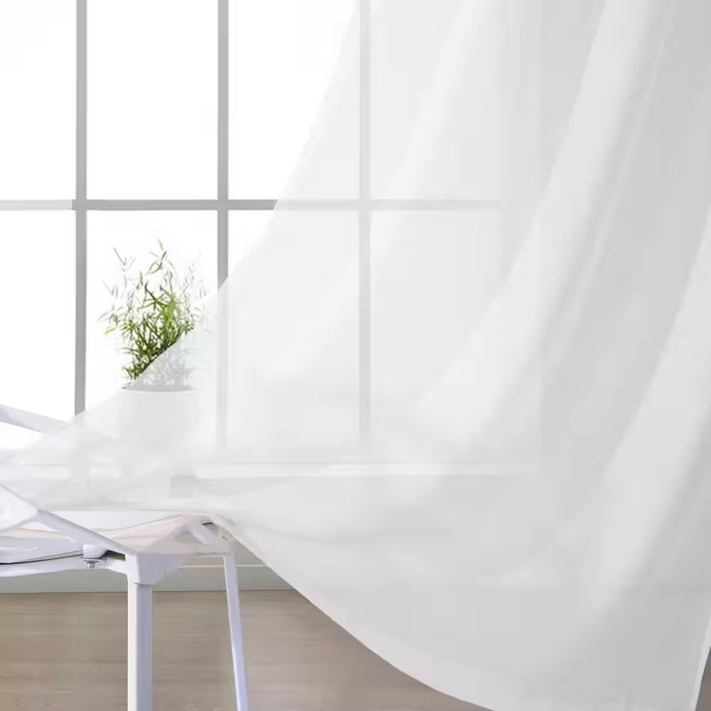 White Solid Grommet Sheer Curtain - 55 In. W X 84 In. L (Set of 2)