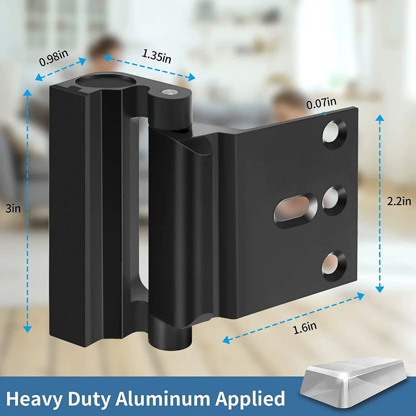Home Security Door Lock Reinforcement Safety Latch Extra Front Doors Security Devices Withstand 800 Lbs, anti Door Kick in Security Protector for Door Inside, Child Proof Aluminum Door Locks