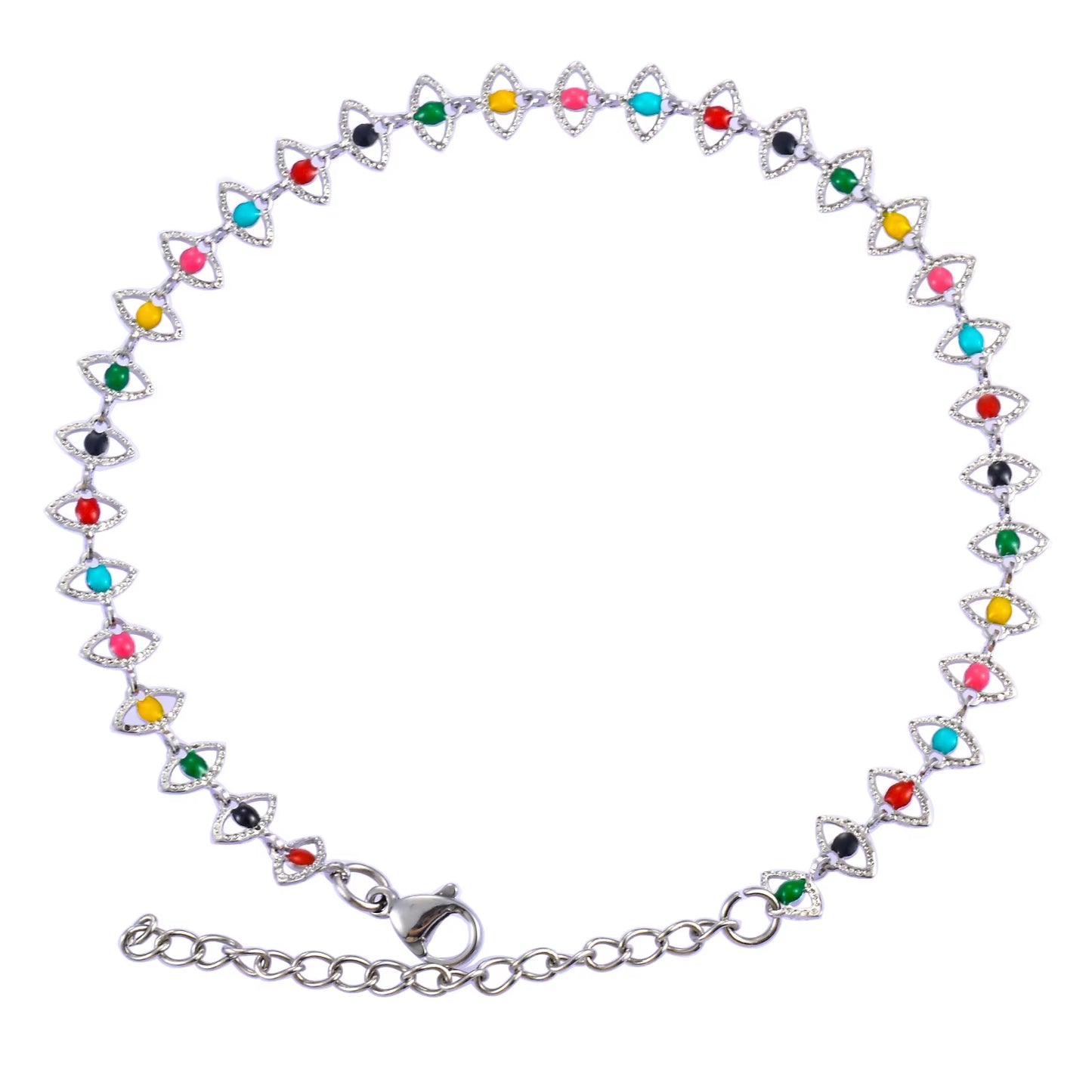 Stainless Steel Hand Chain Bracelet Color Eye Shape Creative DIY High Quality Men'S and Women'S Jewelry