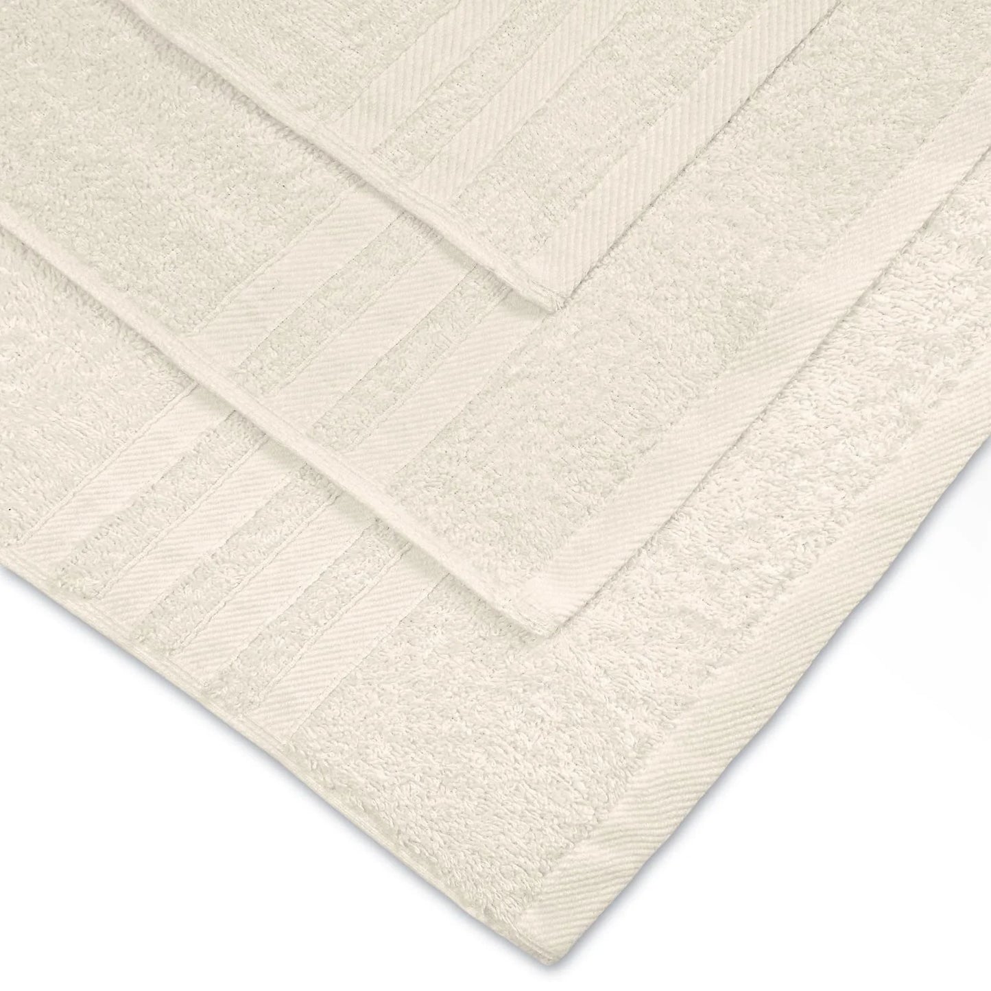 12 Piece Bath Towel Set for Bathroom - Wealuxe Collection 2 Bath Towels, 4 Hand Towels, 6 Washcloths 100% Cotton Soft and Plush Highly Absorbent, Soft Towel for Hotel & Spa - Ivory