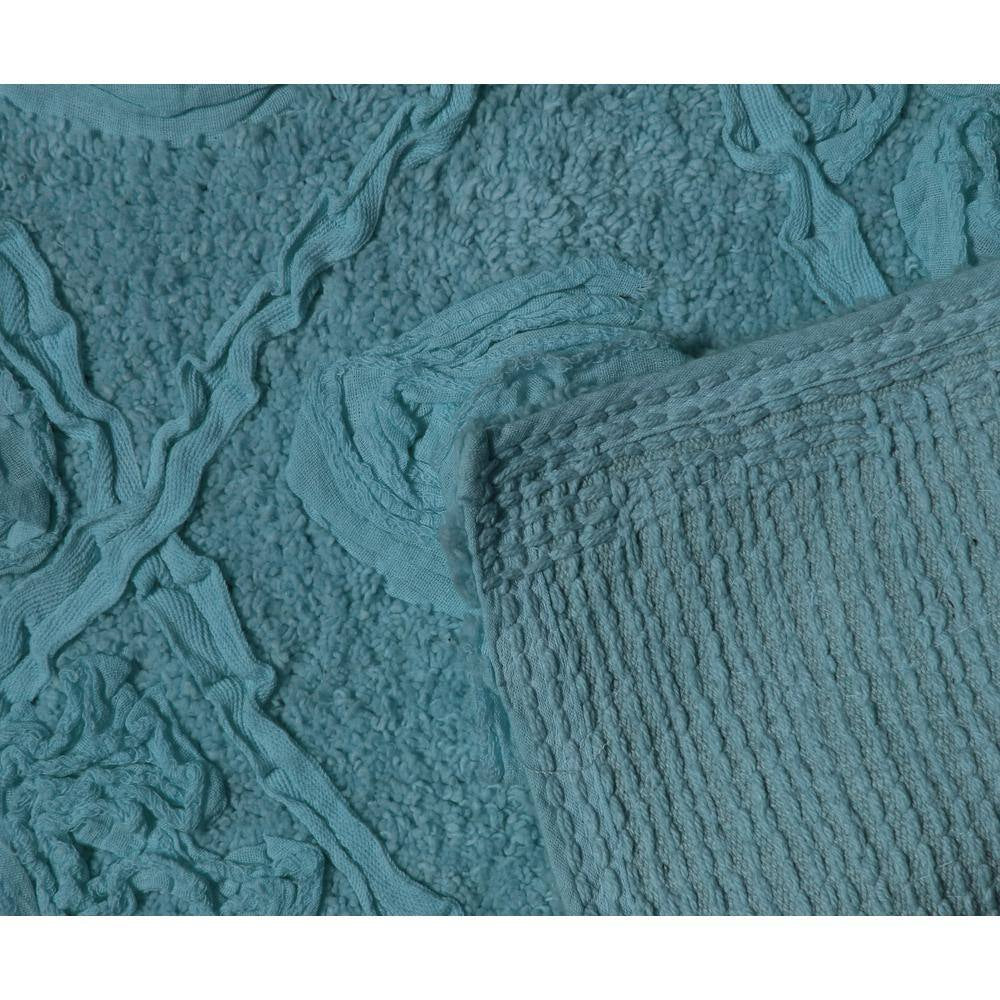 Modesto Bath Rug 100% Cotton Bath Rugs Set, 2-Piece Set(S+M), Blue