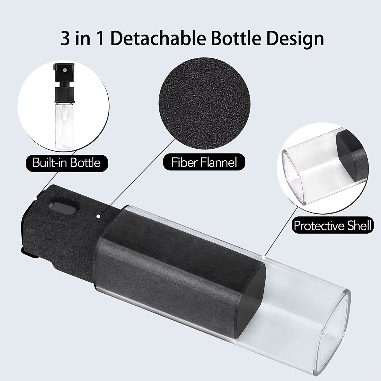 2 in 1 Phone Screen Cleaner Spray Portable Tablet Mobile Phone Touch Screen Cleaner Microfiber Cloth Set Glass Cleaning Artifact