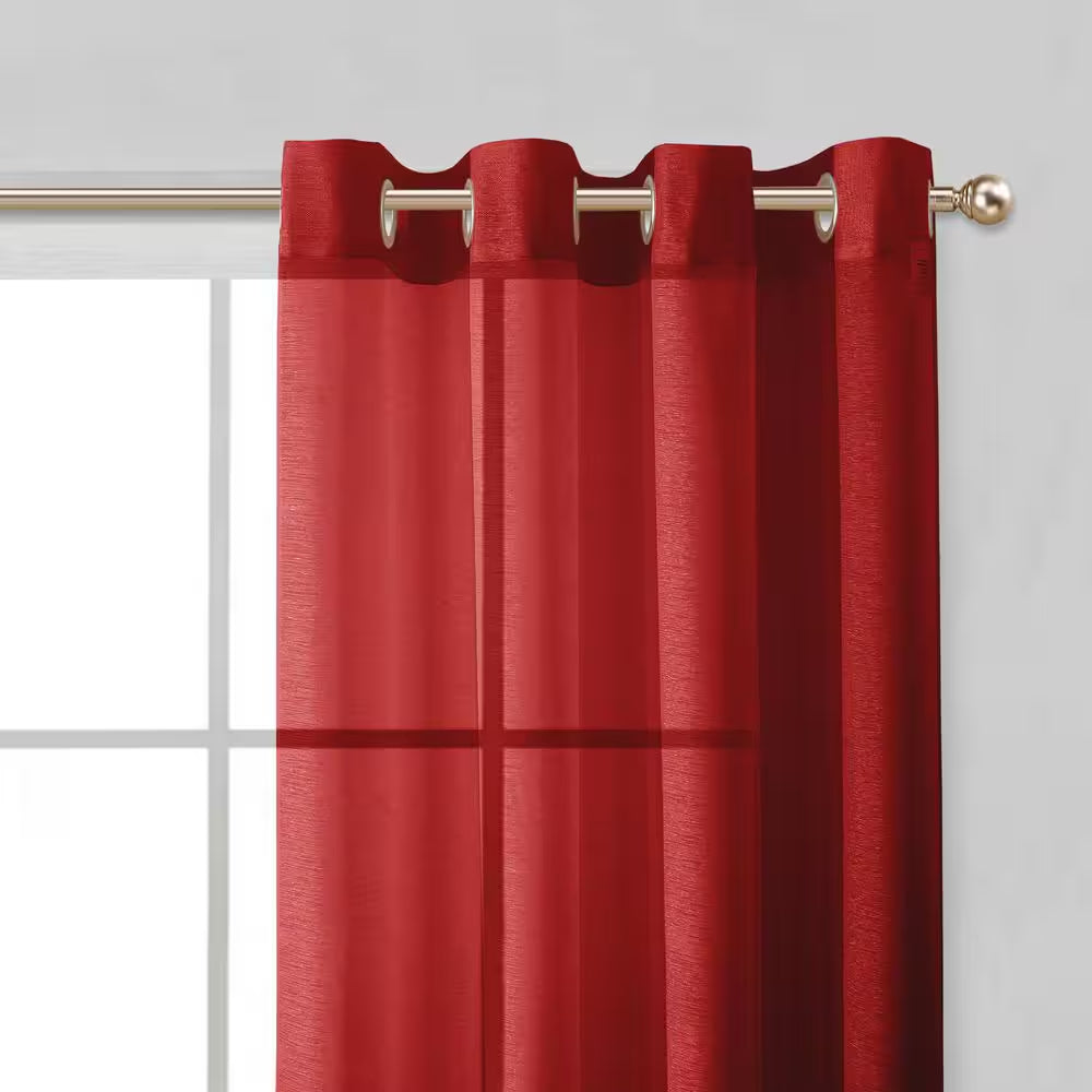 Red Extra Wide Grommet Sheer Curtain - 55 In. W X 84 In. L