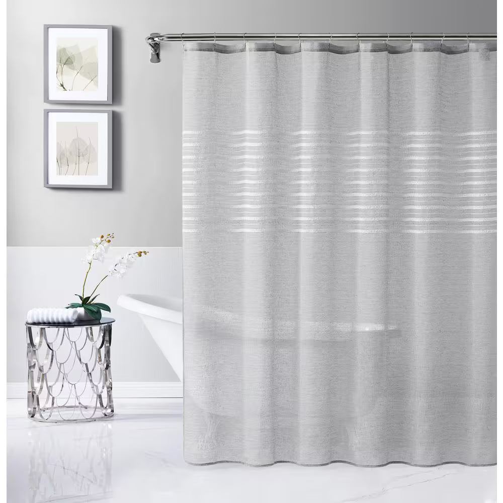 Daniella 72 In. W X 70 In. L Linen Look Polyester Shower Curtain in Gray
