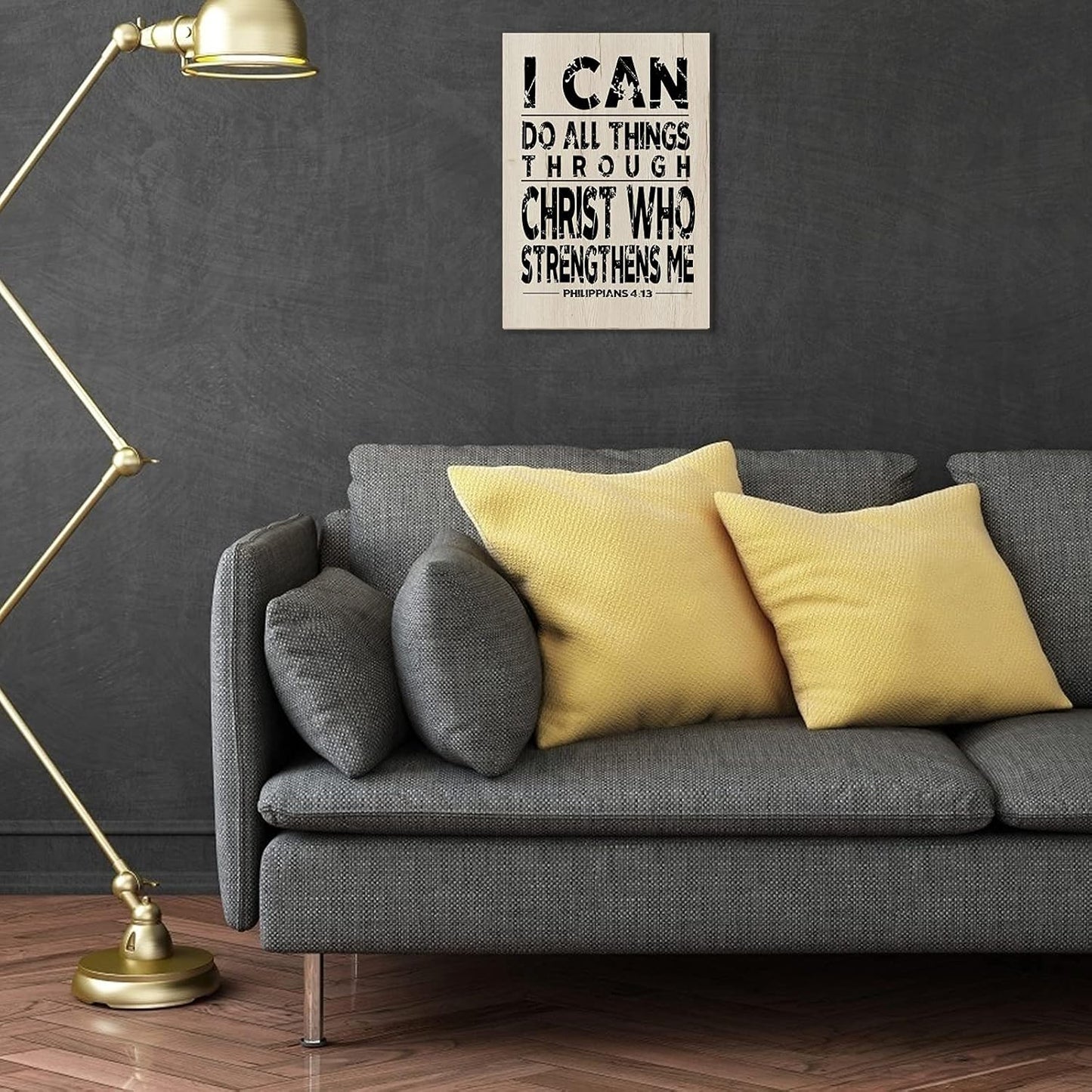 USA Design Wooden Inspirational Wall Art Scripture Decorative Sign Christian Motivational Prints Home Farmhouse Retro Poster Office Room Bedroom Decorations (I Can Do All Things)