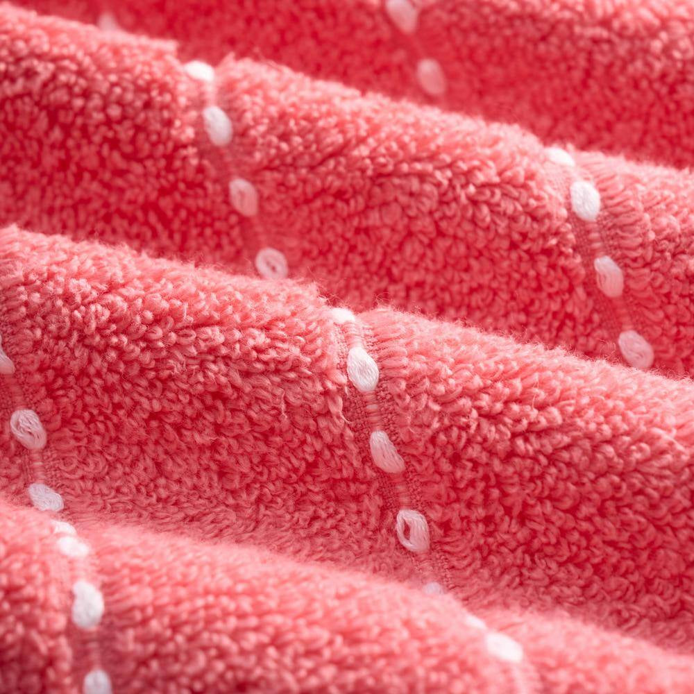 Luxurious Plush 6-Piece Pink Coral Striped 100% Cotton Bath Towel Set