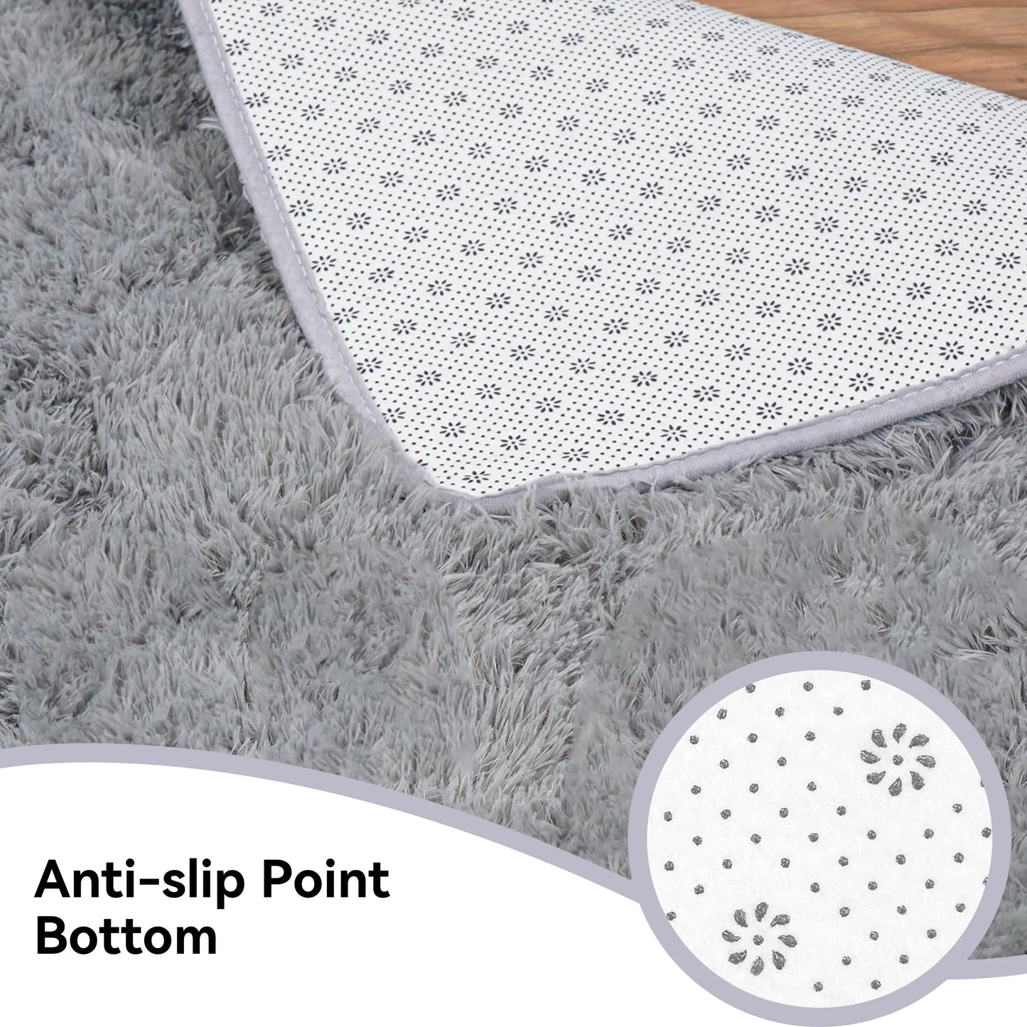 Fluffy Rugs, 8Ft X 10Ft Shaggy Rugs for Living Room Bedroom, Area Rug for Indoor Home Floor Carpet Mat Silver Gray