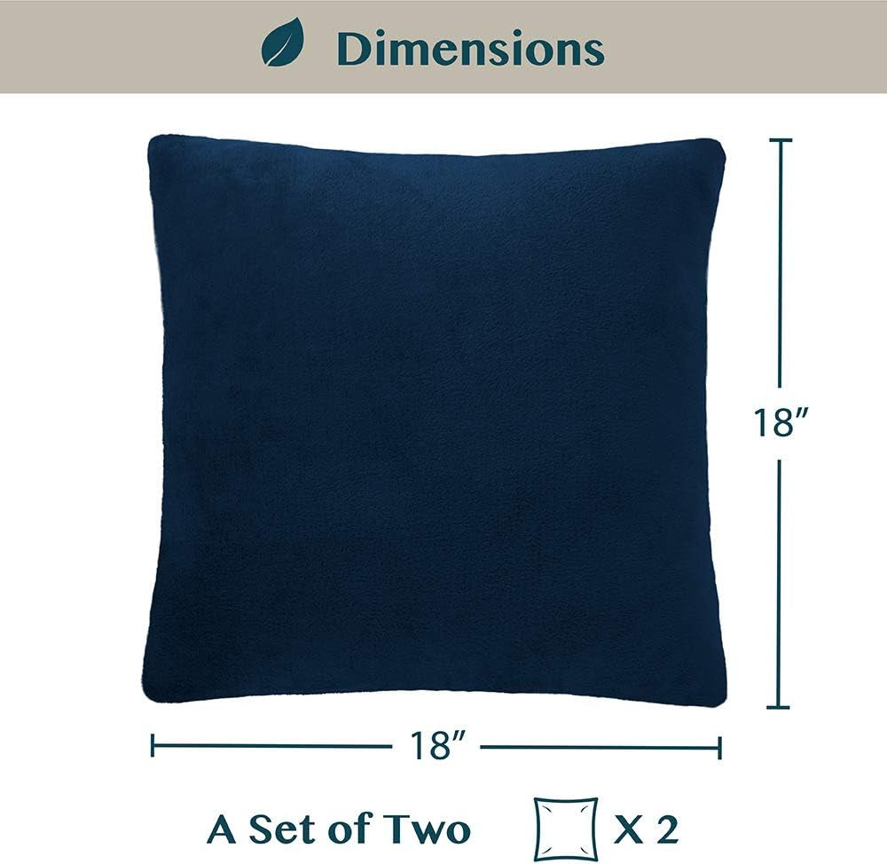 Navy Blue Throw Pillow Covers 18X18 Set of 2, Decorative Pillow Cases for Bed Sofa Couch, Boho Aesthetic Accent Decor Cushion for Bedroom Living Room, Velvet Square Euro Sham Covers, Dark Blue