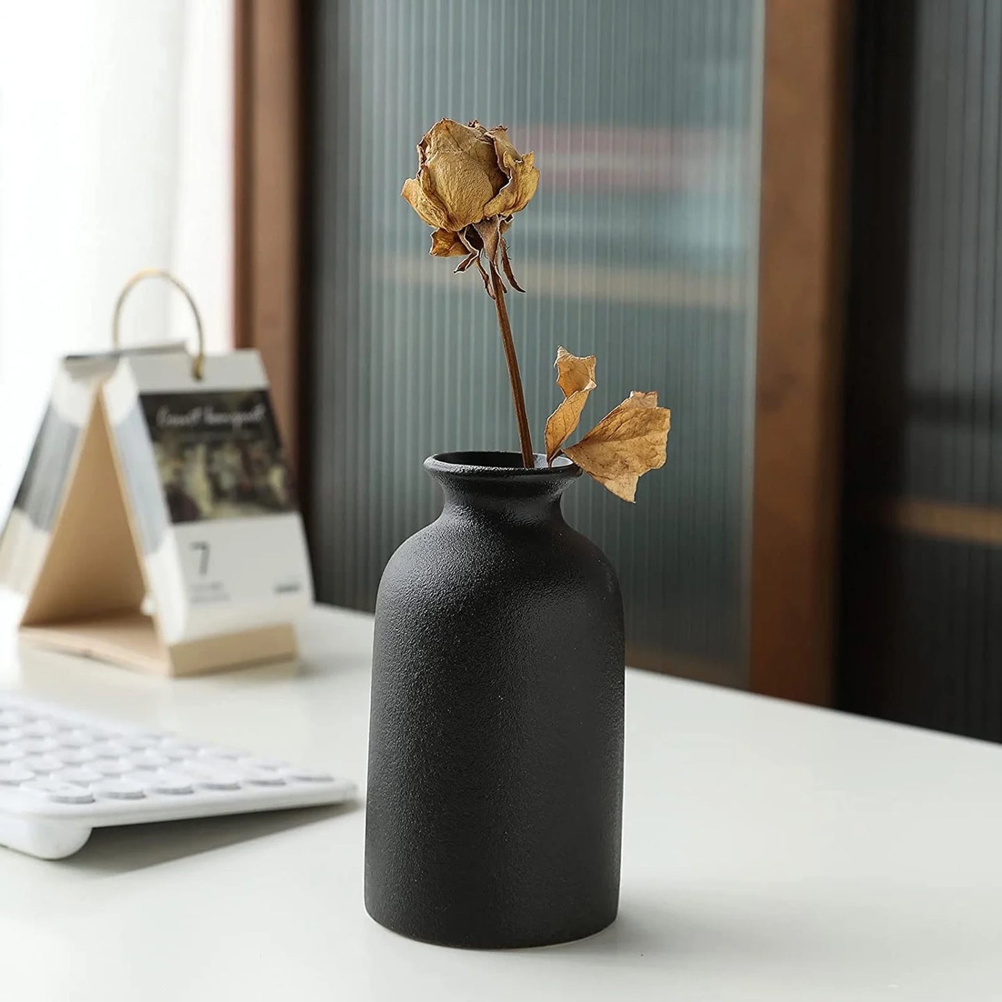 Flower Vase Clearance, Ceramic Vase Set Decoration Household Living Room Flower Arrangement Modern Flower Apparatus Three Piece Set White Vase Decoration Room Decor Black