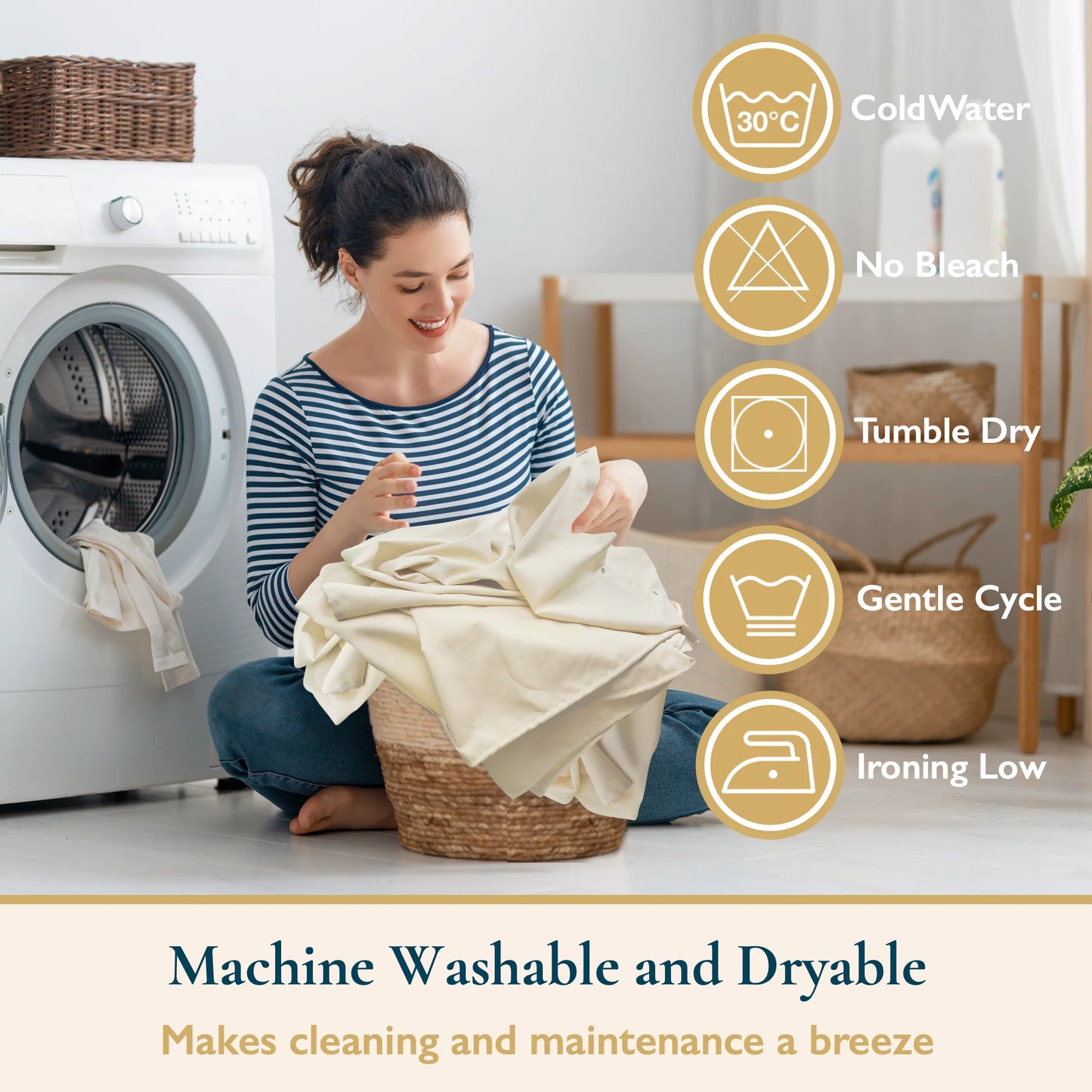 Fabric Shower Curtain with Hooks – 210 GSM Heavy-Duty Faux Linen Hotel Luxury Cloth Bathroom Curtain, Weighted Hem, Water-Repellent, Mold-Resistant, Machine-Washable, 72 X 78 In, Beige