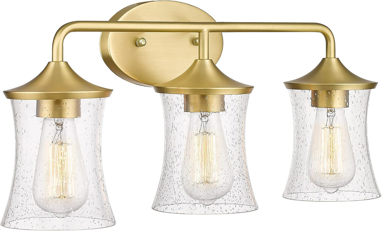 Brushed Gold Bathroom Light Fixtures, Vanity Lights for Bathroom with Seeded Glass Shade for Bathroom