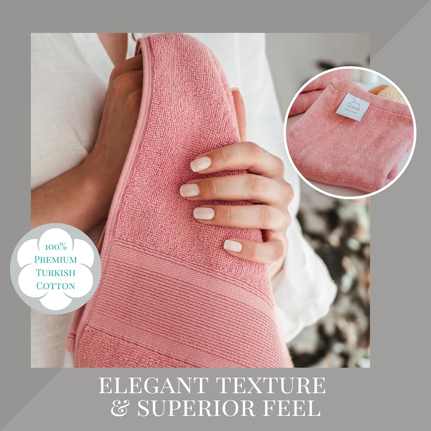 8 Piece Bathroom Towel Set - 100% Turkish Cotton, Premium Quality - 2 Bath Towels 2 Hand Towels and 4 Washcloths (Coral)