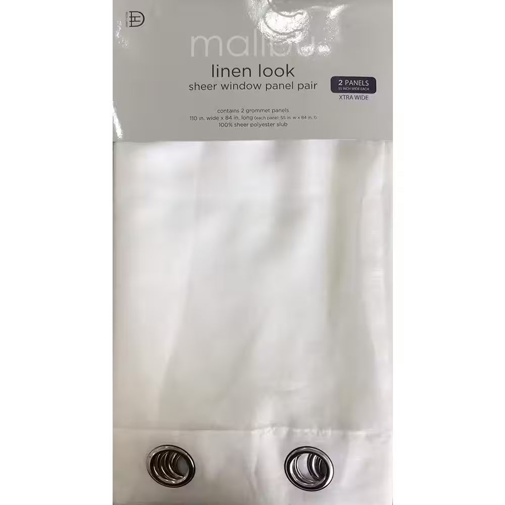 White Solid Grommet Sheer Curtain - 55 In. W X 84 In. L (Set of 2)