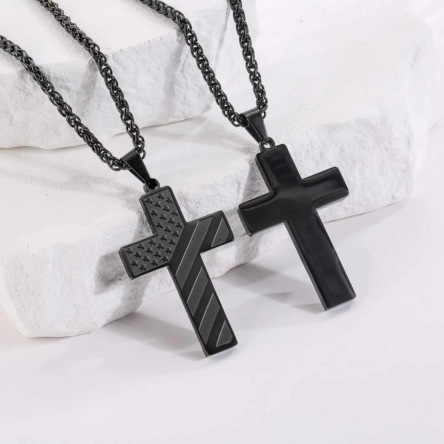 USA American Flag Patriotic 4Th of July Outfit Decoration Jewelry Gifts Stuff Accessories for Men Boys Kids Teen Teenage Dad Husband Grandpa Son Brother Boyfriend Preteen Tween Age Cross Necklace