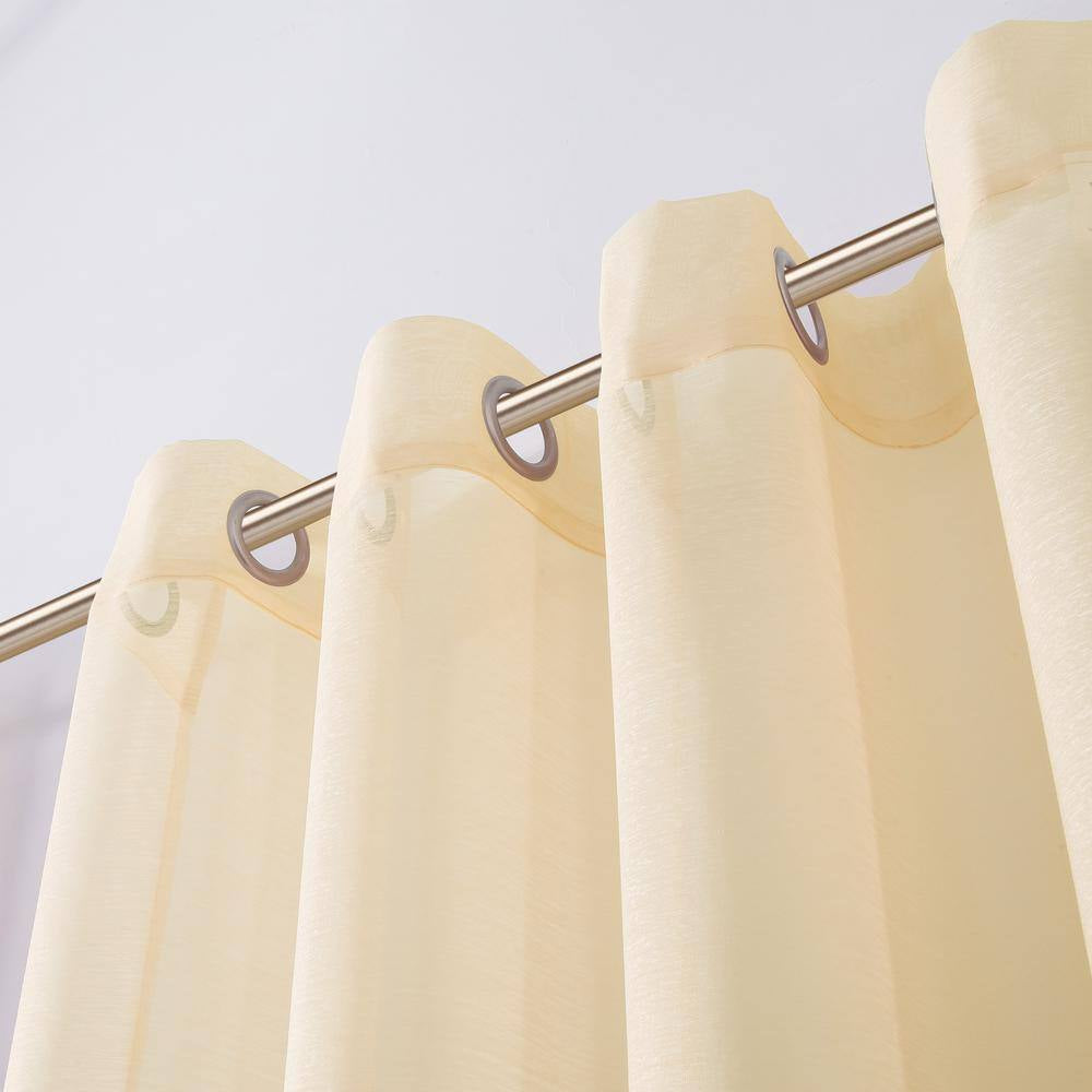 Beige Extra Wide Grommet Sheer Curtain - 55 In. W X 84 In. L