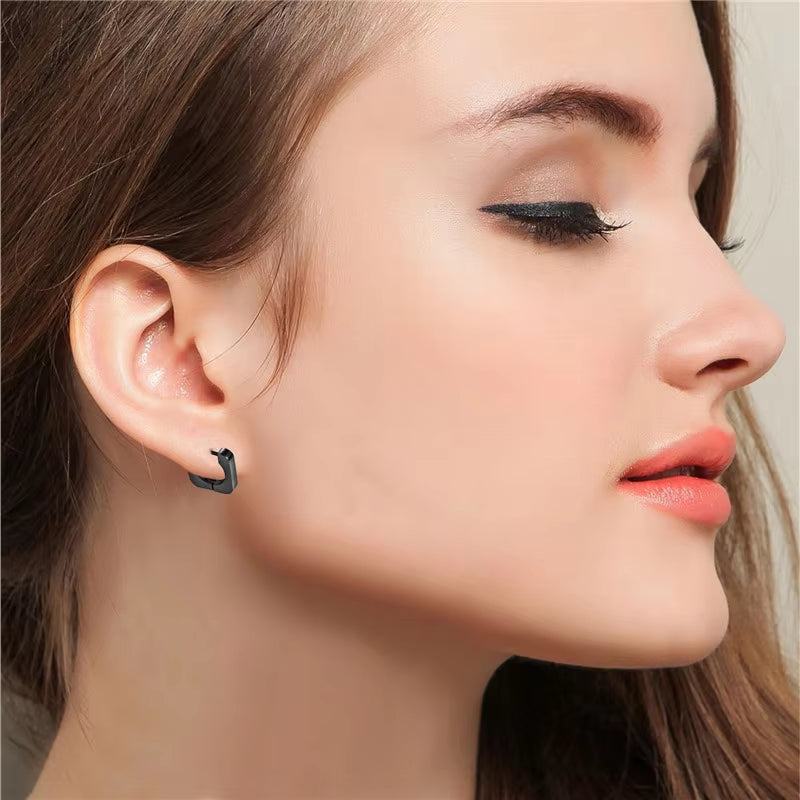 Basic Square Men Stainless Steel Hoop Earrings for Women & Men Deluxe Boucles D'Oreilles Party Jewels Brinco Feminino