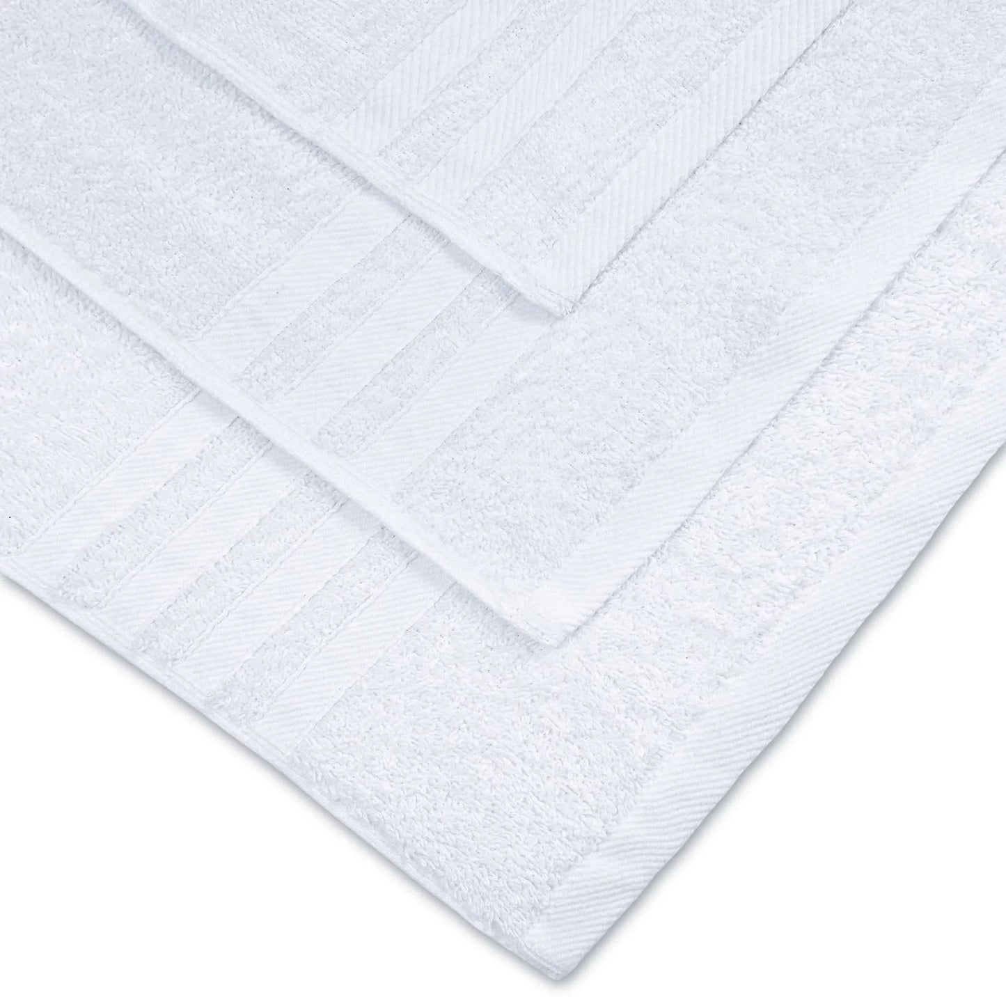 12 Piece Bath Towel Set for Bathroom - Wealuxe Collection 2 Bath Towels, 4 Hand Towels, 6 Washcloths 100% Cotton Soft and Plush Highly Absorbent, Soft Towel for Hotel & Spa - White