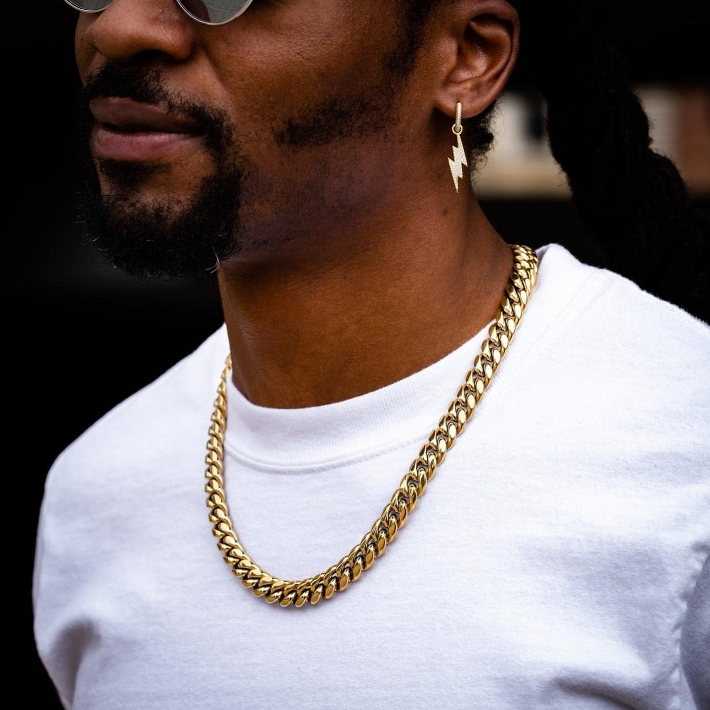 316L Stainless Steel Miami Cuban Link Chain 14K or White REAL Gold Plated Hip Hop Necklace or Bracelet 8Mm-18Mm for Men Women(Custom Box and Pouch Packing, Christmas Gift)