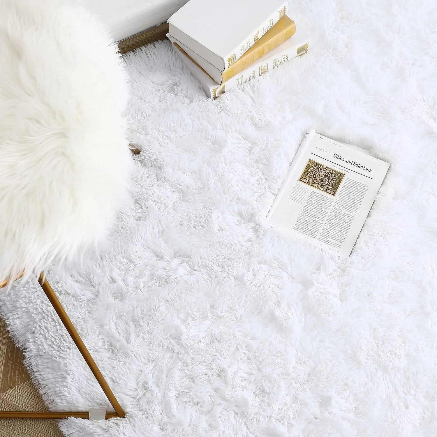 Luxury Fluffy Rugs Ultra Soft Shag Rug for Bedroom Living Room Kids Room,6'X9',White