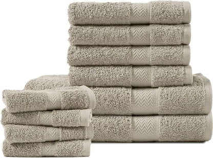 Platinum Luxury Bath Towel Set - 100% Cotton, Quick Dry, 2 Large, 4 Soft Hand, 4 Wash Towels for Body and Face