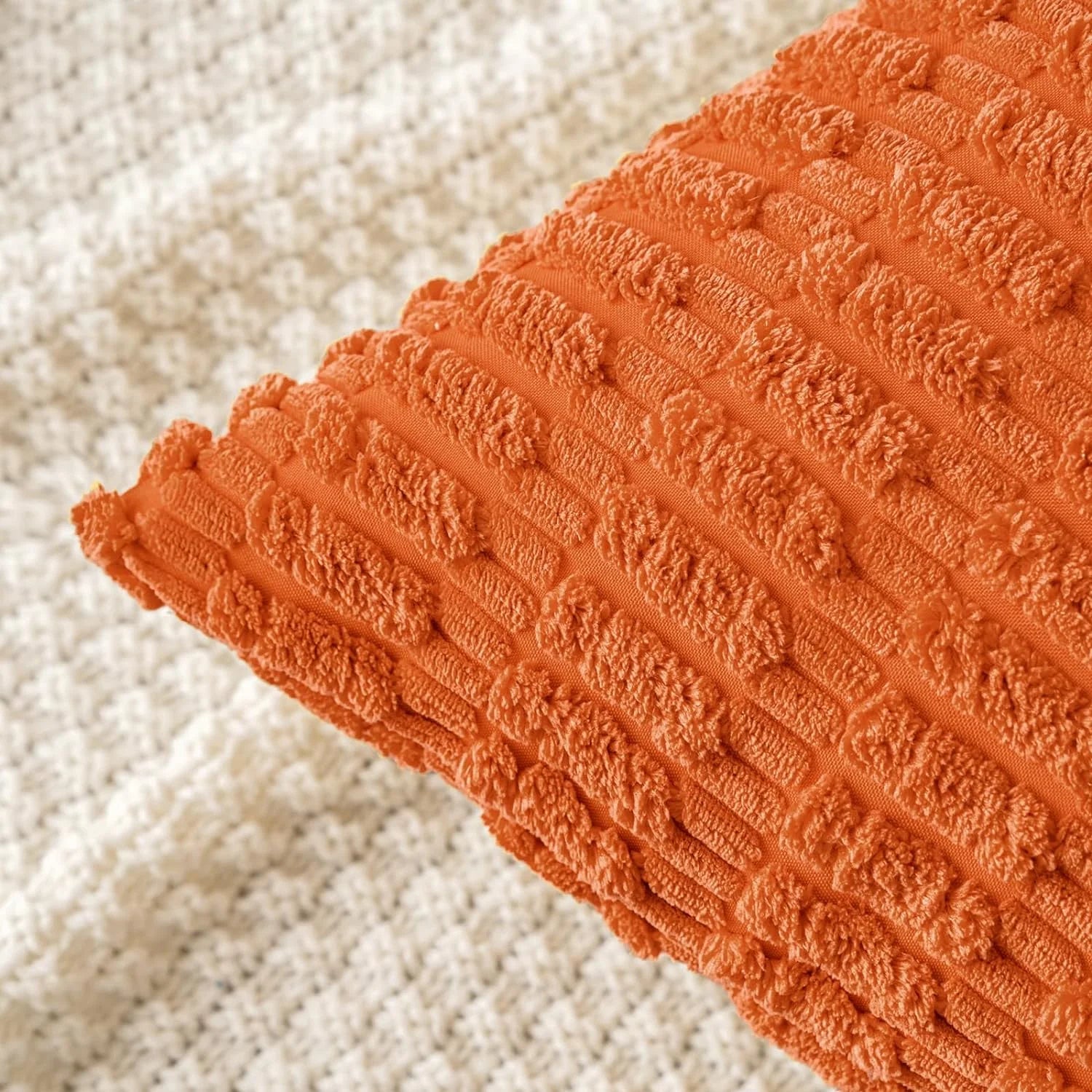 Fall Pillow Covers Decorative Throw Pillow Covers 18X18 Inch Soft Boho Striped Fall Pillow Covers Modern Farmhouse Home Decor for Sofa Living Room Couch 2 Pack