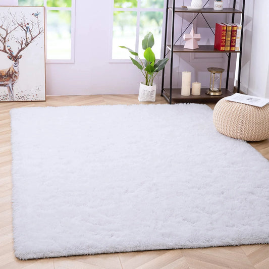 Luxury Fluffy Rugs Ultra Soft Shag Rug for Bedroom Living Room Kids Room,6'X9',White