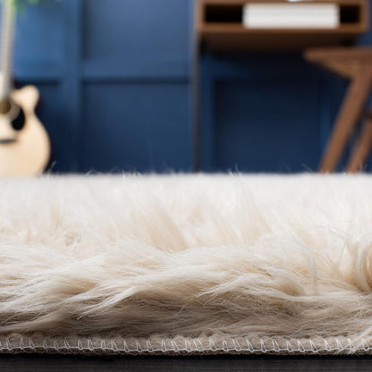 Faux Sheep Skin Collection 2' X 3' Beige FSS235K Silken Glam 2.35-Inch Thick Accent Rug