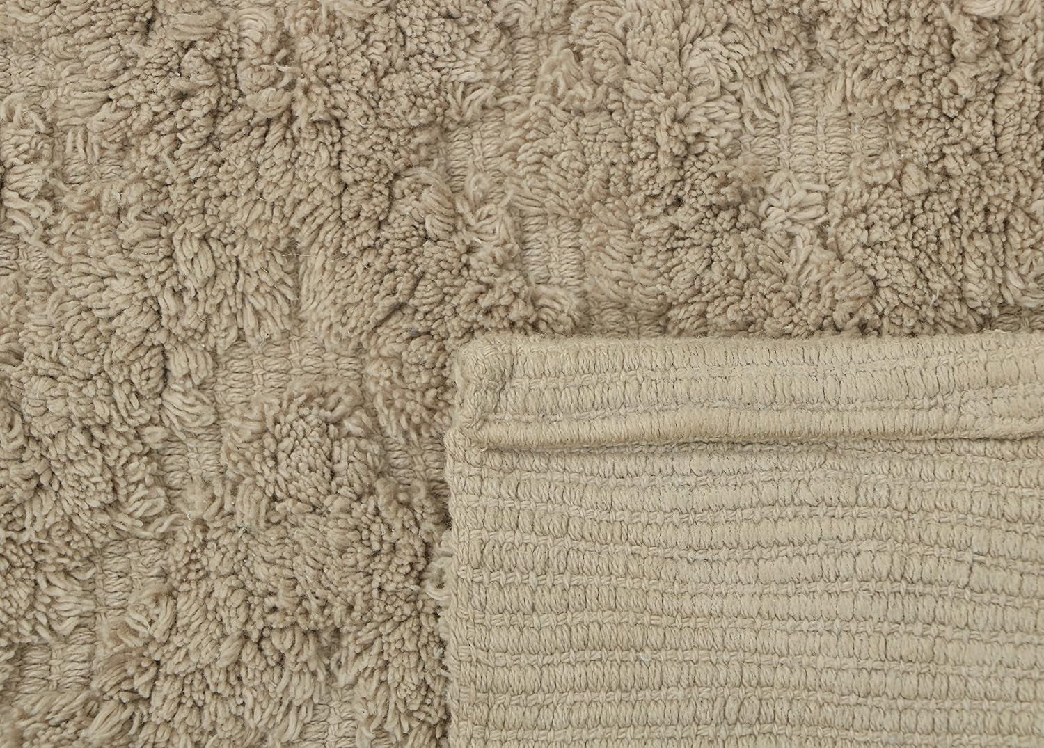 Luxury Cotton Tufted Bath Rug Floor Mat for Spa Vanity Shower Soft Machine Washable Bath Rug for Bathroom/Kitchen Water Absorbent Bedroom Area Rug (Taupe, 21" X 34")