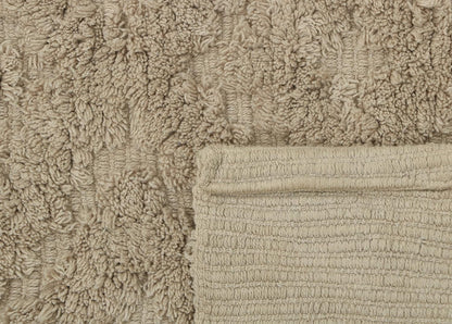Luxury Cotton Tufted Bath Rug Floor Mat for Spa Vanity Shower Soft Machine Washable Bath Rug for Bathroom/Kitchen Water Absorbent Bedroom Area Rug (Taupe, 21" X 34")