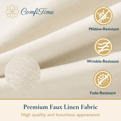 Fabric Shower Curtain with Hooks – 210 GSM Heavy-Duty Faux Linen Hotel Luxury Cloth Bathroom Curtain, Weighted Hem, Water-Repellent, Mold-Resistant, Machine-Washable, 72 X 72 In, Beige