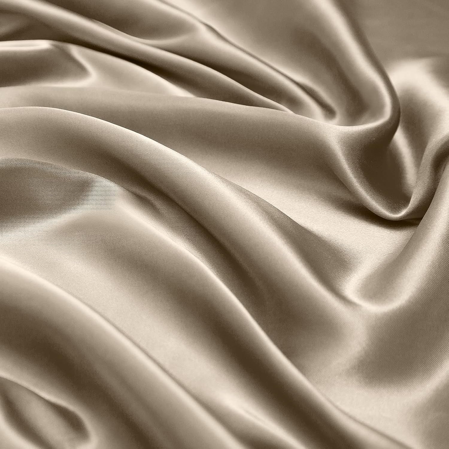 Satin Sheets Queen Size Silky Soft Satin Bed Sheets Taupe Satin Sheet Set, 1 Deep Pocket Fitted Sheet + 1 Flat Sheet + 2 Pillowcases