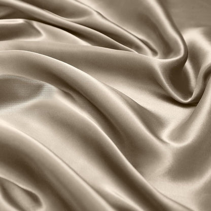 Satin Sheets Queen Size Silky Soft Satin Bed Sheets Taupe Satin Sheet Set, 1 Deep Pocket Fitted Sheet + 1 Flat Sheet + 2 Pillowcases