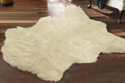 Silky Soft Faux Fur Rug, 5 Ft. X 7 Ft. Ivory Fluffy Rug, Made in France, Sheepskin Area Rug, Shaggy Rug for Living Room, Bedroom, Kid'S Room, or Nursery, Home Décor Accent with with Non-Slip Backing