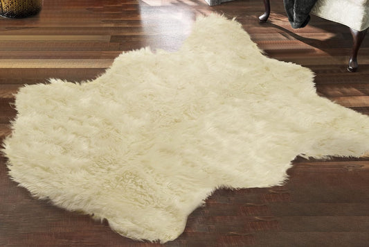 Silky Soft Faux Fur Rug, 5 Ft. X 7 Ft. Ivory Fluffy Rug, Made in France, Sheepskin Area Rug, Shaggy Rug for Living Room, Bedroom, Kid'S Room, or Nursery, Home Décor Accent with with Non-Slip Backing