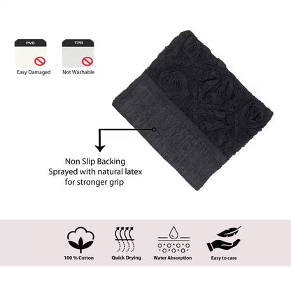 Modesto Bath Rug 100% Cotton Bath Rugs Set, 3-Pcs Set with Contour, Gray