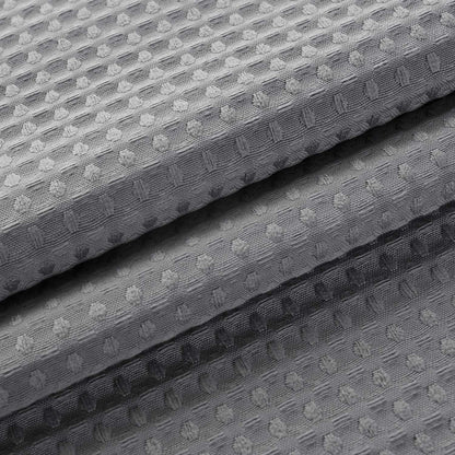 Long Fabric Waffle Weave Shower Curtain 75 Inch Height, Hotel Luxury Spa, 230 GSM Heavy Duty, Water Repellent, Machine Washable, Gray Pique Pattern, 71X75