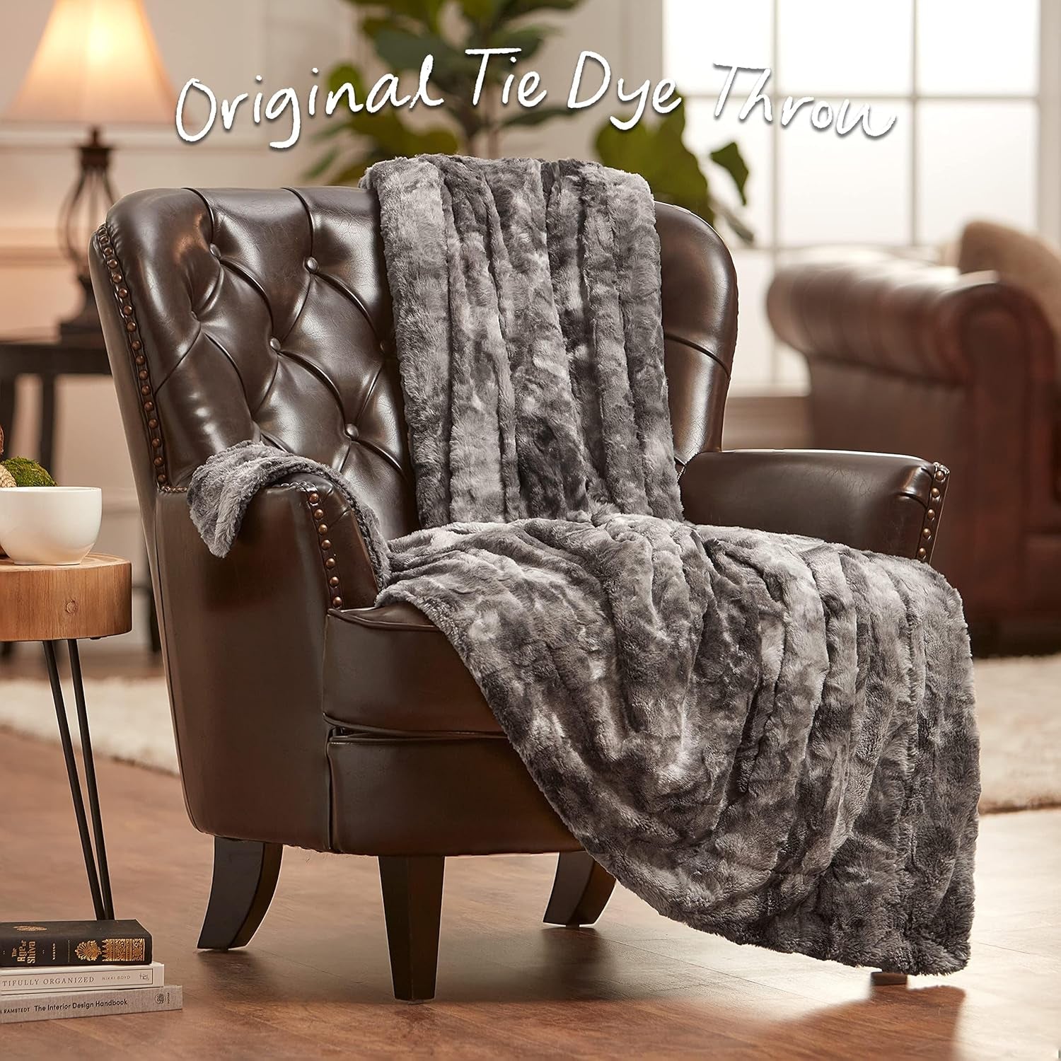 Premium Wolf Faux Fur Throw Blanket - Soft, Fuzzy Sherpa & Minky Throw Blanket - for Bed or Couch - 50" X 65” - Gray