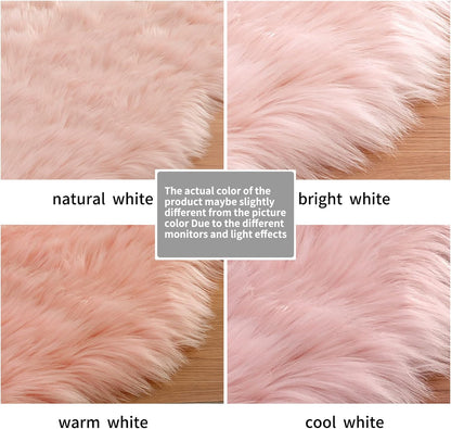 Ultra Soft Faux Fur Area Rug Pink Fluffy Rug Plush Chair Cover Seat Pad Fuzzy Carpet Furry beside Rugs for Bedroom Floor Sofa Living Room 2X4 Feet (Rectangular,Pink)