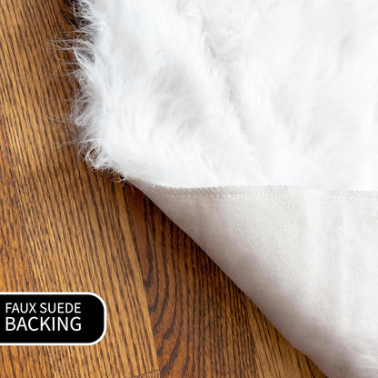 Ultra Soft & Fluffy Faux Sheepskin Rug, White 4 X 6 Feet Carpet for Bedroom Living Room