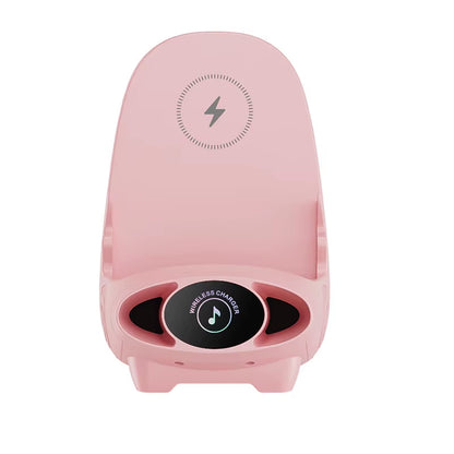 Magnetic Mini Chair Wireless Fast Charger Phone Stand Holder Upgraded Wireless Charging Station Phone with Speaker Function