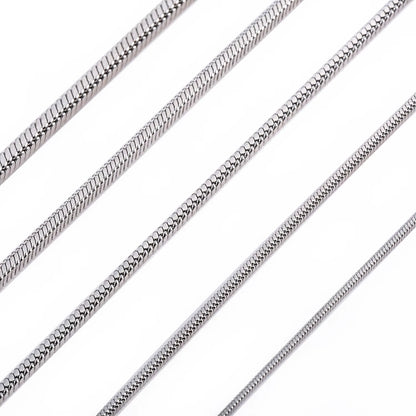 0.9/1.2/1.5/2/2.4Mm Stainless Steel Square Snake Chain Necklace Silver Color for Men Women'S Fashion Jewelry