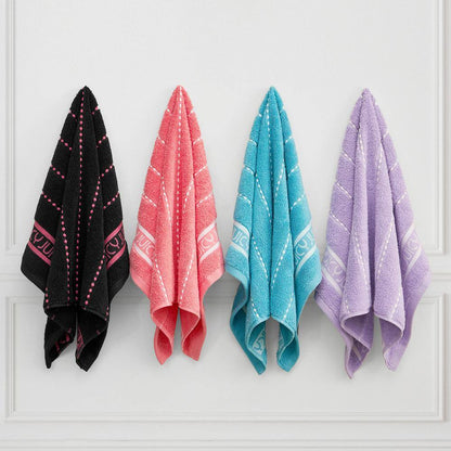 Luxurious Plush 6-Piece Pink Coral Striped 100% Cotton Bath Towel Set