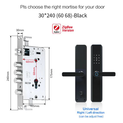 TUYA Zigbee Inteligente Electronic Smart Digital Biometric Fingerprint Door Lock Wireless Keyless for Home