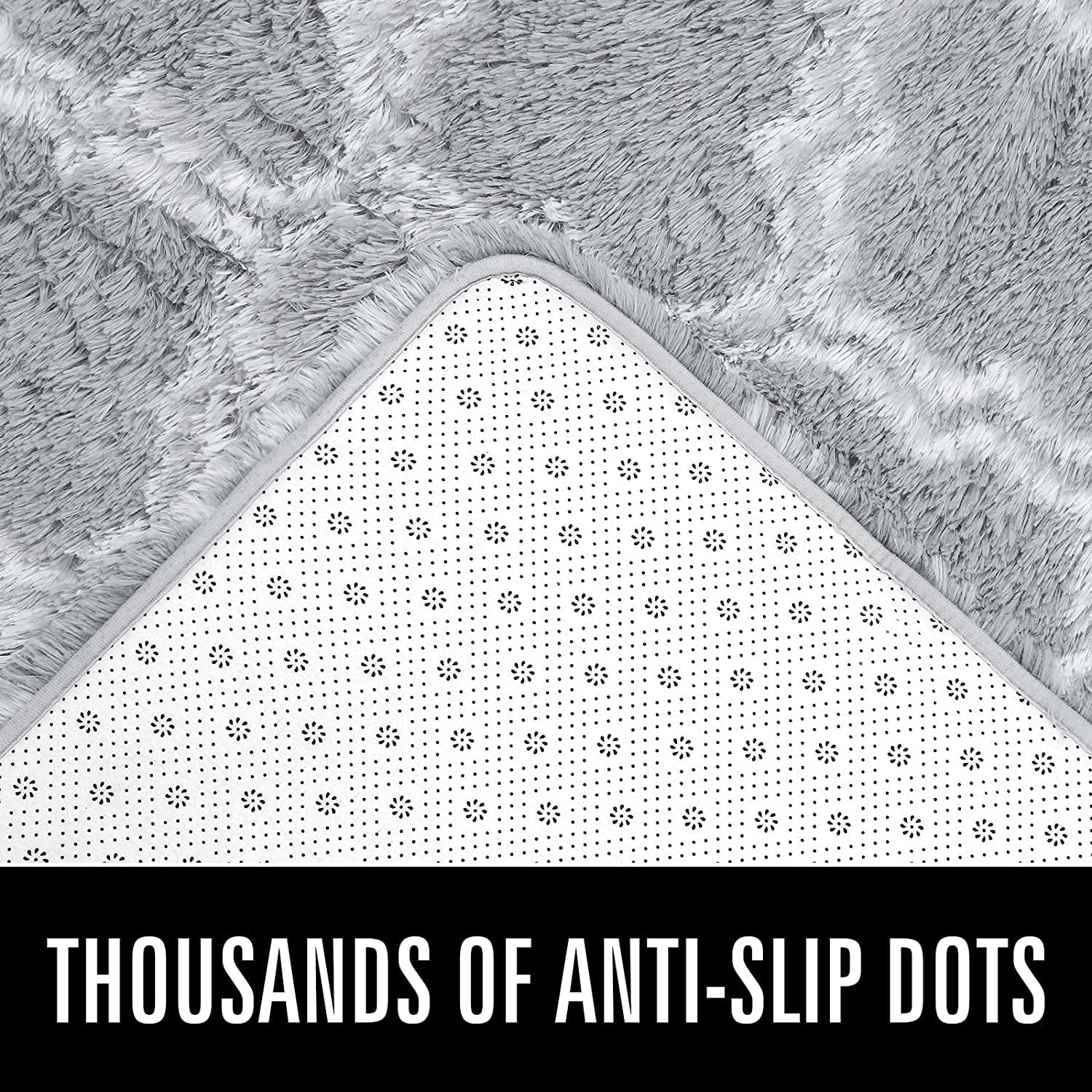 Shag Geometric Area Rug Plush Fluffy Rugs Soft Moroccan Carpets for Bedroom Living Room Home Decor Mat,6'X9',Light Grey/White