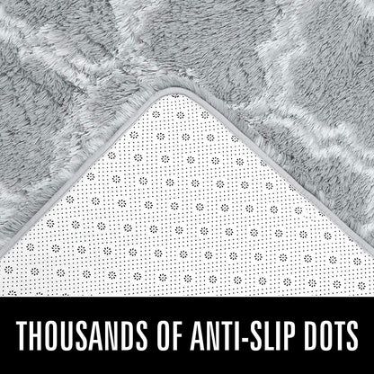 Shag Geometric Area Rug Plush Fluffy Rugs Soft Moroccan Carpets for Bedroom Living Room Home Decor Mat,6'X9',Light Grey/White