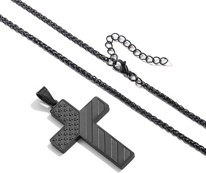 USA American Flag Patriotic 4Th of July Outfit Decoration Jewelry Gifts Stuff Accessories for Men Boys Kids Teen Teenage Dad Husband Grandpa Son Brother Boyfriend Preteen Tween Age Cross Necklace