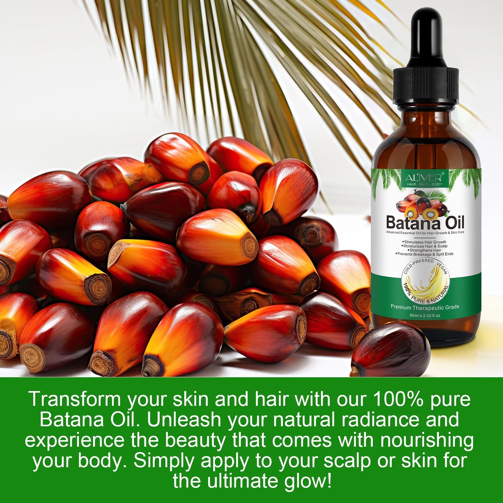 Batana Oil-Natural Conditioner-Moisturizes Hair & Scalp-100% Pure & Natural Organic Essential Oil for Hair,Skin-4.04 Fl.Oz